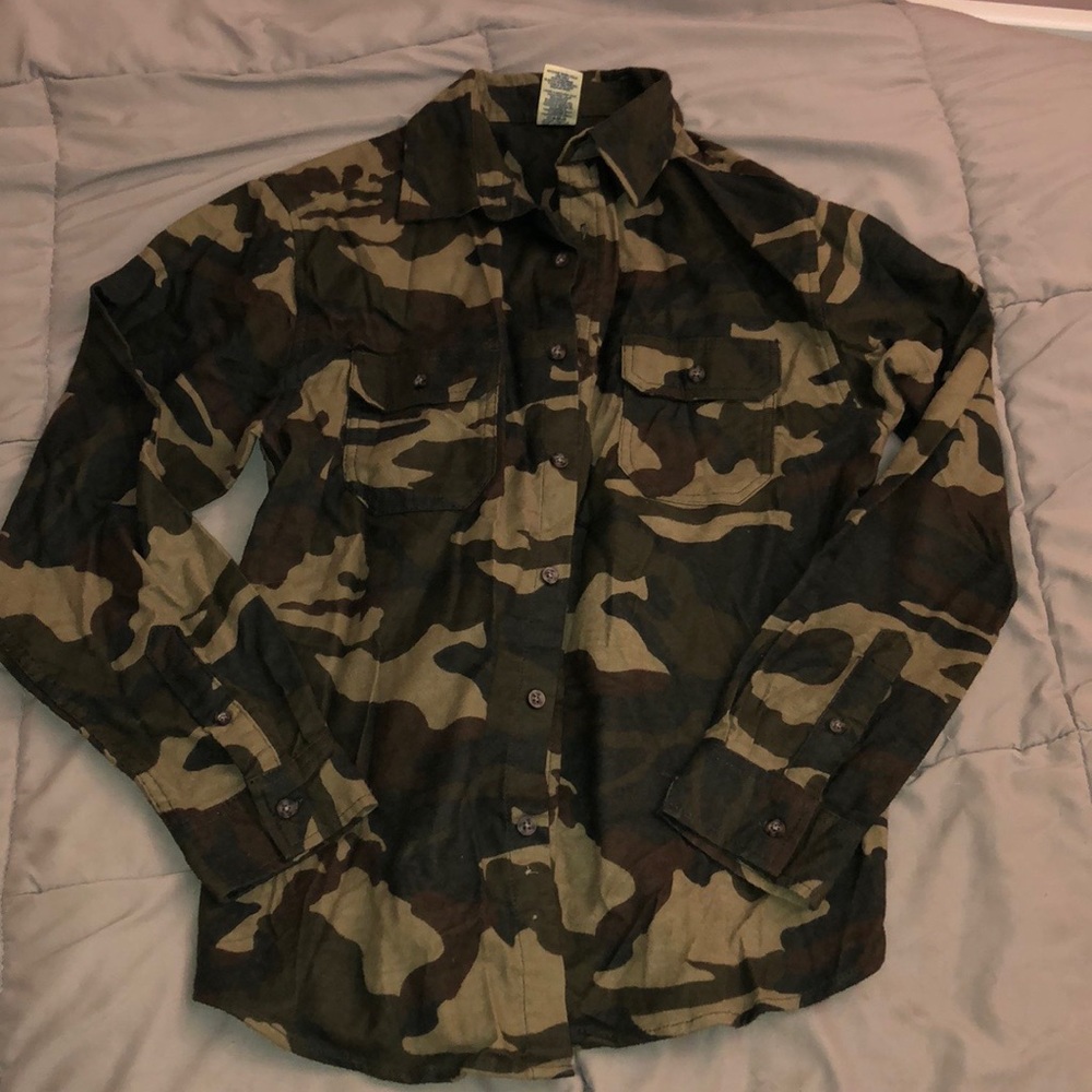 Faded Glory Boys Camouflage Button Down Shirt